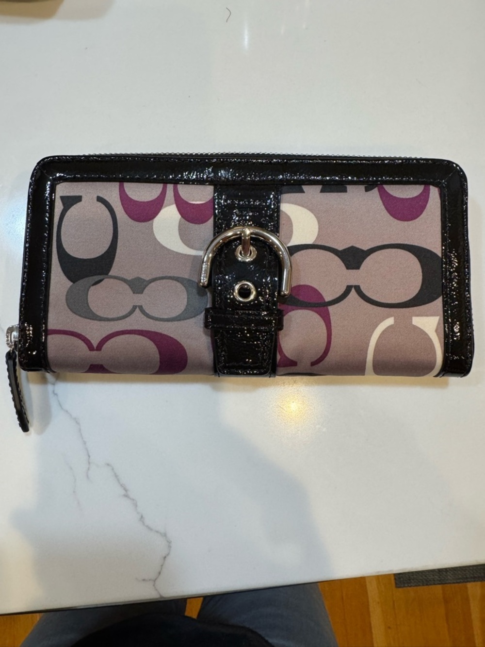 Coach SOHO Multicolor Long Wallet w/ Patent Leather Trim & Signature Buckle